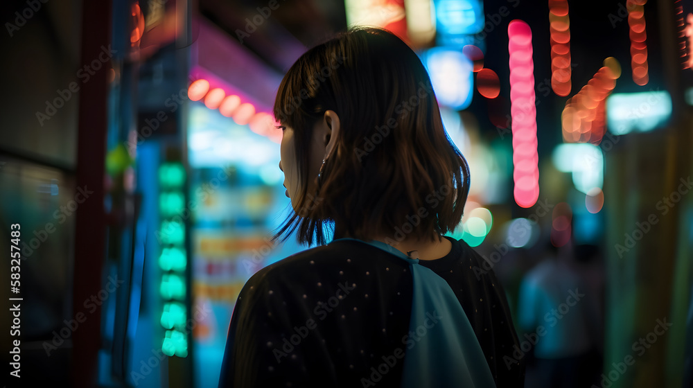 Cyberpunk girl in Neo Tokyo
