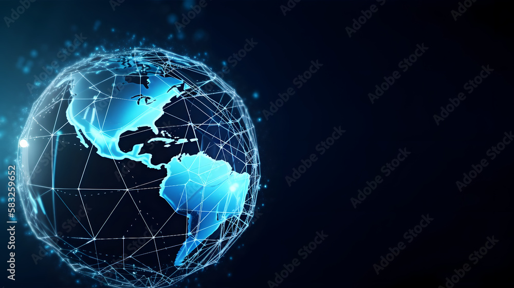 Fototapeta premium earth globe on black background, connectivity concept