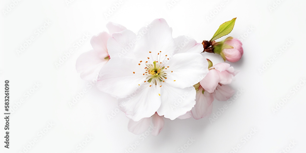 The Whispers of Spring: The Beauty of Japanese Cherry Blossoms. AI Generated Art. Whitespace, Wallpaper, Background. Beauty Concept. Timeless.