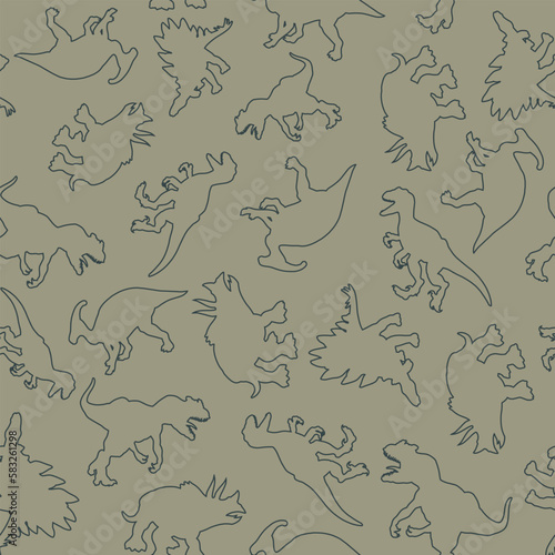 Dinosaur pattern in linear style for print and decoration. Vector illustration.