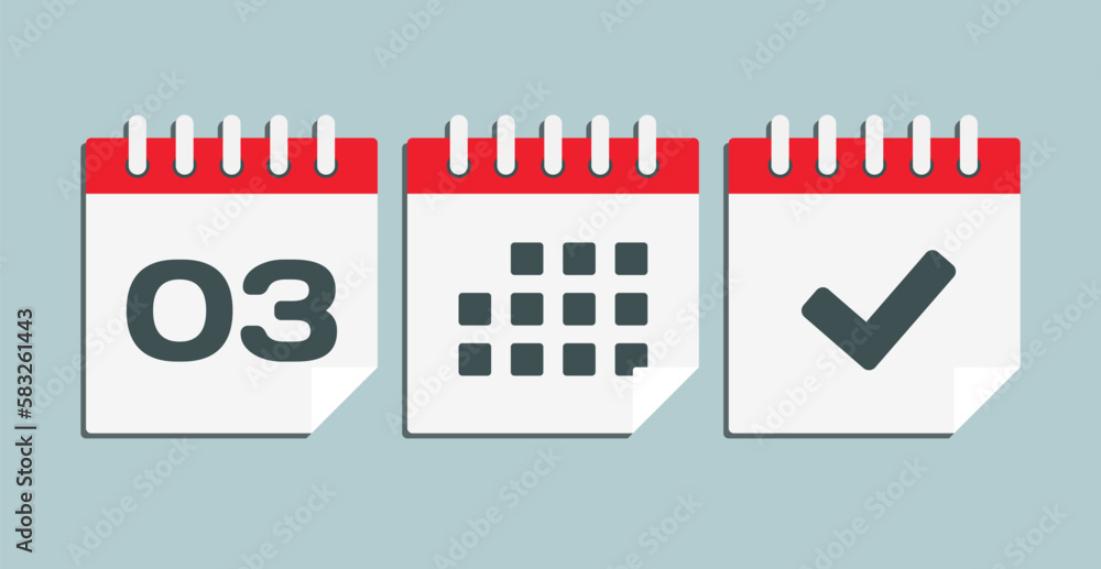 Vector icon page calendar - 3 day, agenda, done Vector icon page calendar - 3 day, agenda, done