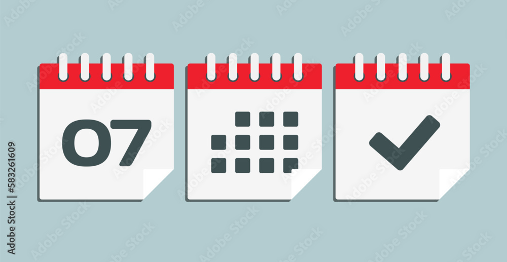 Vector icon page calendar - 7 day, agenda, done Vector icon page calendar - 7 day, agenda, done