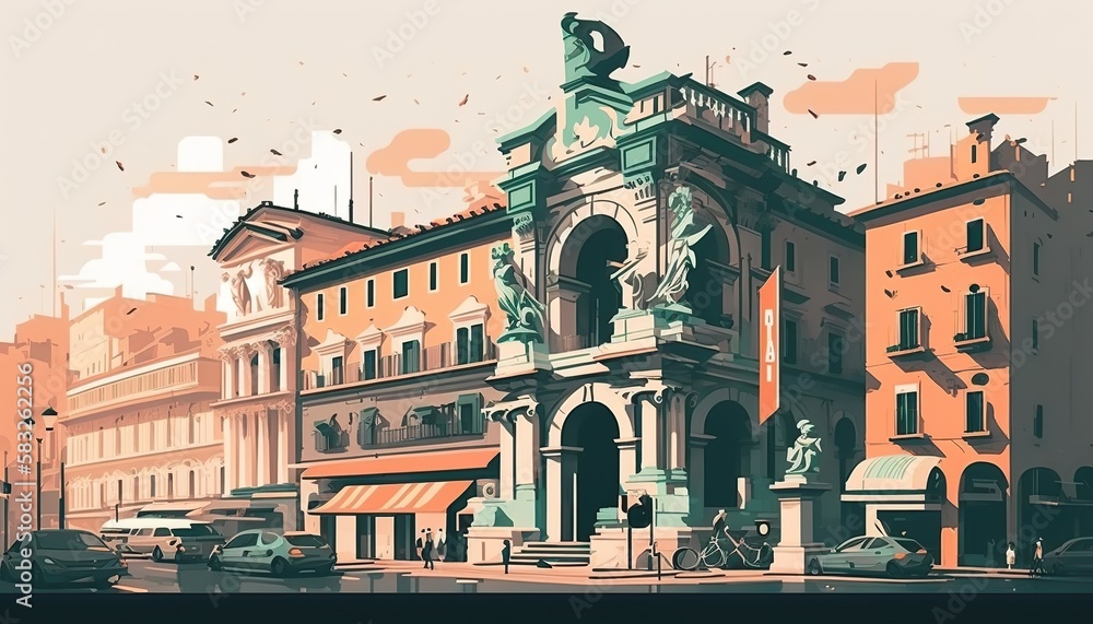 Rome cityscape . Creative illustration. (Ai Generate)