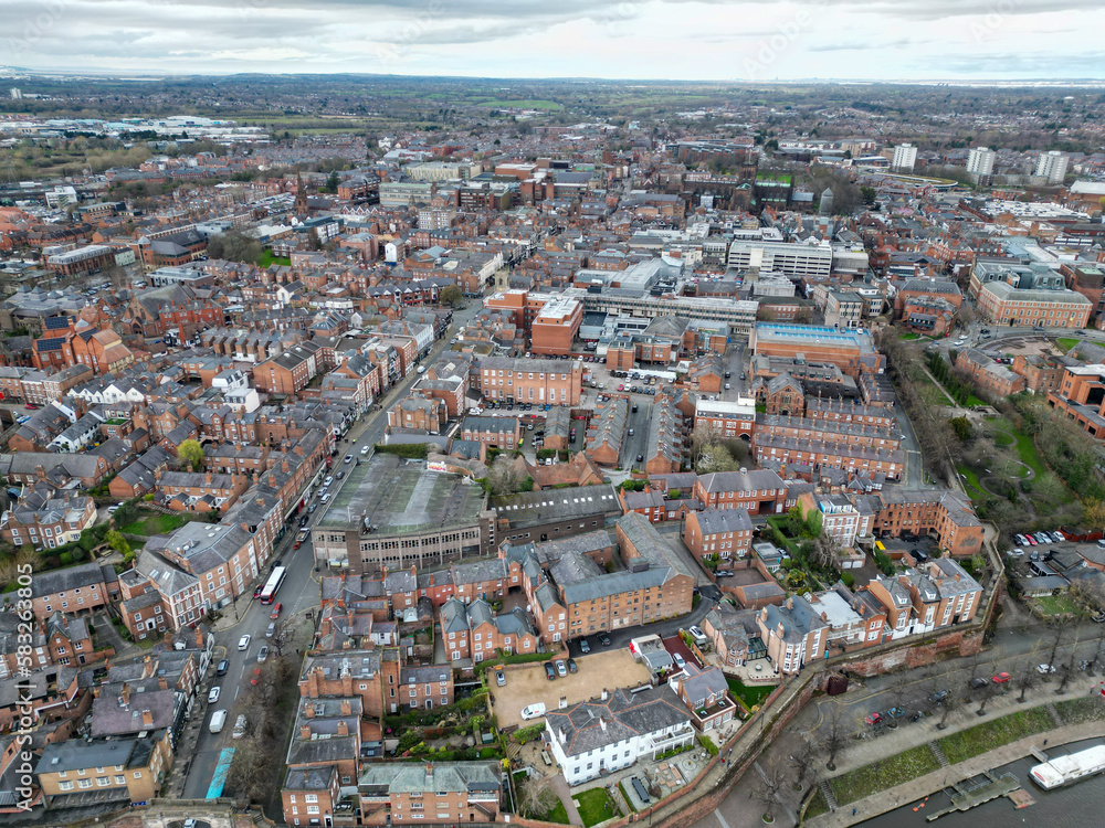 Aerial capture of Chester in Cheshire, UK. 