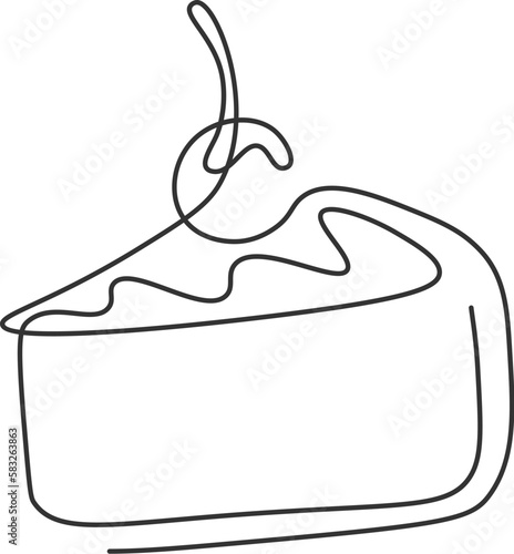 Piece of birthday cake in line art