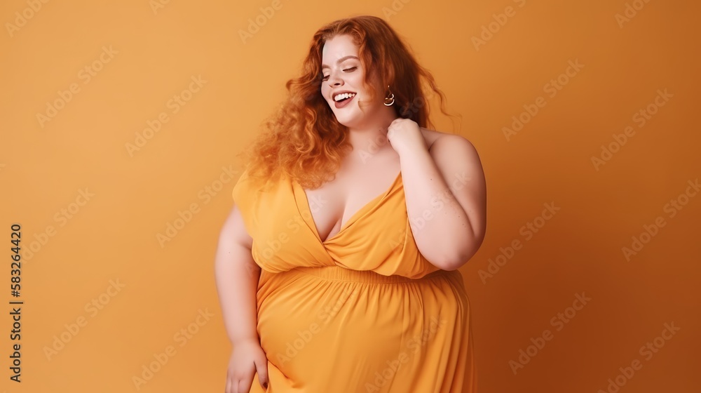 Embracing Beauty: Full Body Shot of Plus Size Model. Generative AI.
