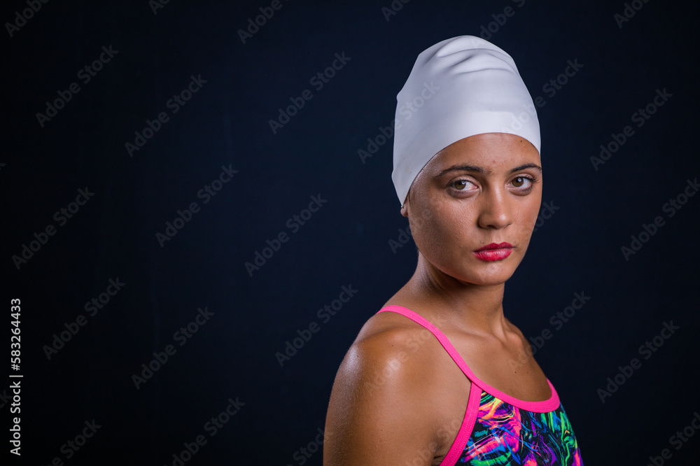 Dark Haired Girl Posing in Swimwear in Studio Dark Haired Girl Posing in Swimwear in Studio