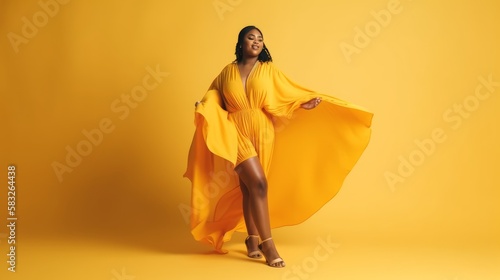 Embracing Beauty: Full Body Shot of Plus Size Model. Generative AI.
 photo