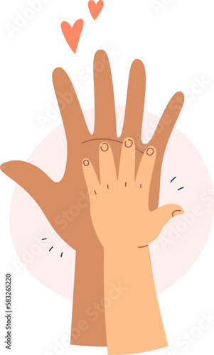 Adult holding small child hand