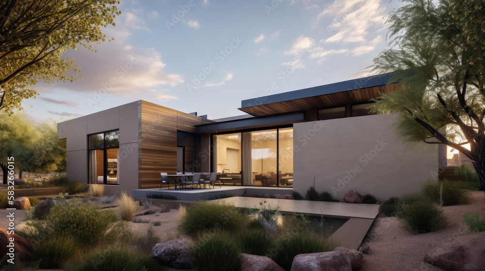 A modern adobe home in Paradise Valley, Arizona by generative AI