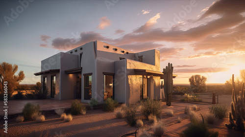 A modern adobe home in the southwest United States by generative AI
