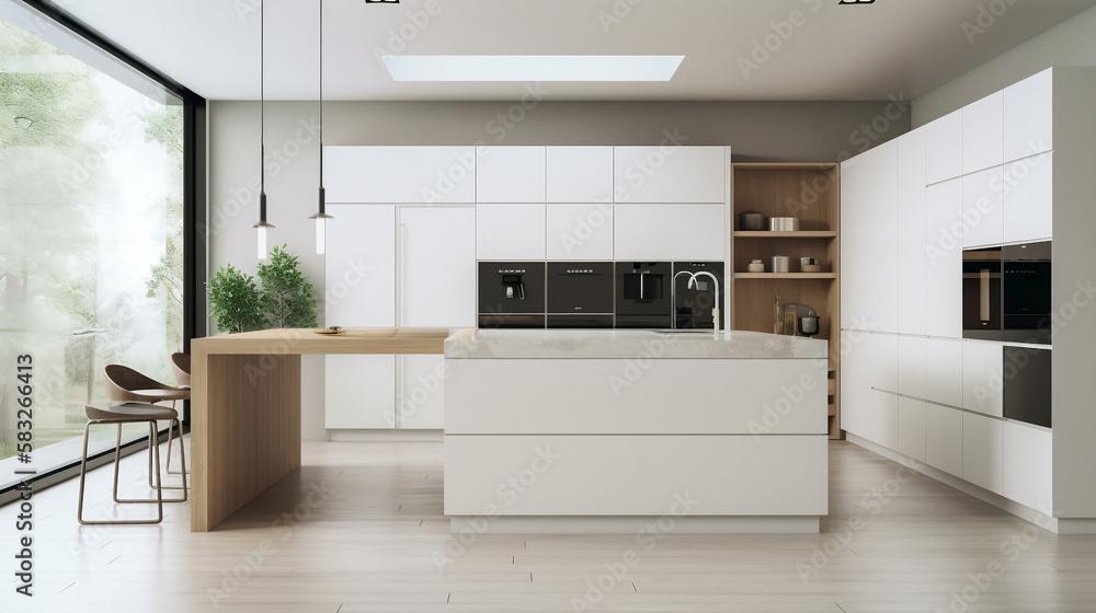 an empty modern bright kitchen 