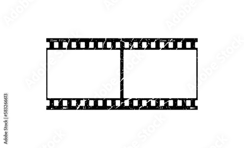 Vintage style 35mm film strip retro vintage vector design with two frames on white background. Retro film reel symbol illustration to use in photography, television, cinema, photo frame.
