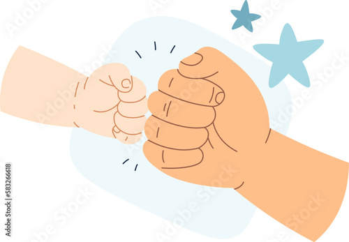 Child and adult fist bump