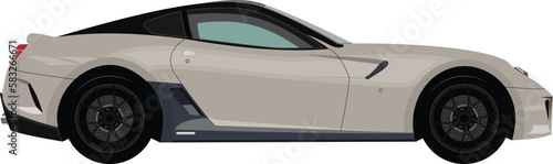 sports car white color side view