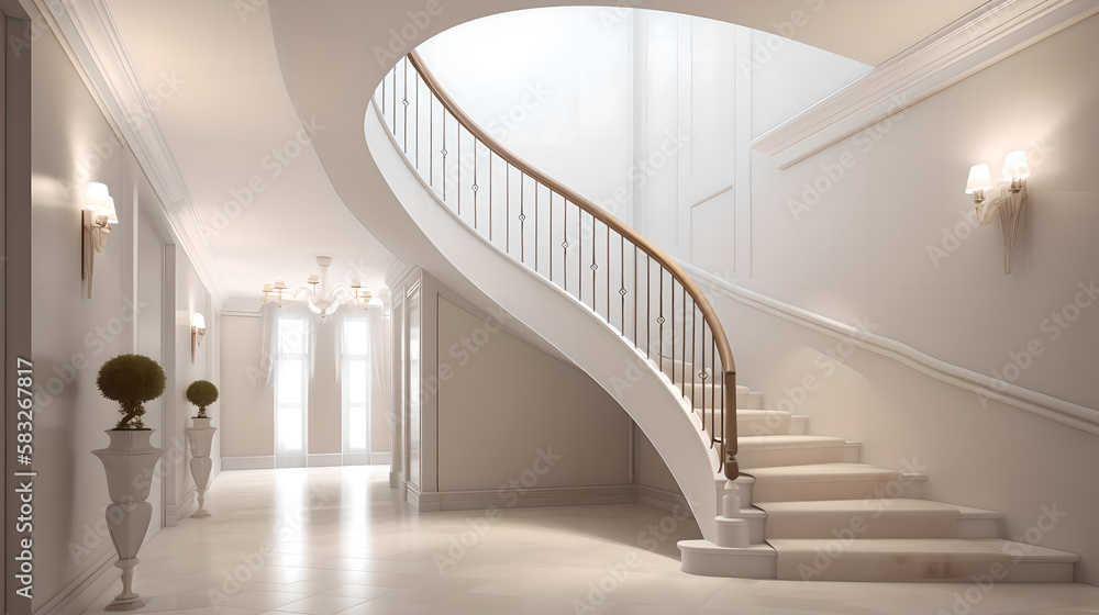 Obraz premium Hall with staircase 3d render (ai generated)