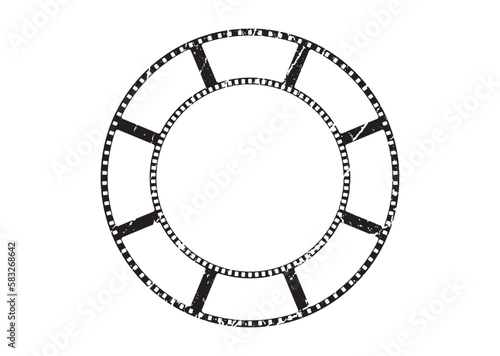 Round 35mm film strip vector design with 8 frames on white background. Black film reel symbol illustration to use in photography, television, cinema, photo frame.
