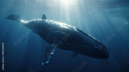 Whale, Underwater, Generative AI, Illustration © emir