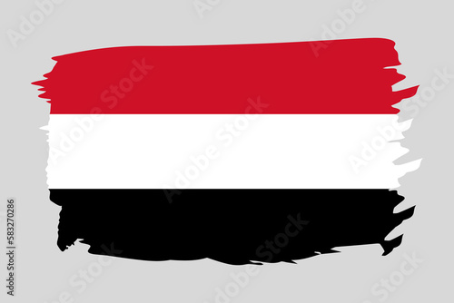 Flag of Yemen painted with a brush stroke. Abstract concept. National flag in grunge style. Vector illustration
