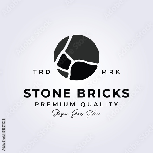 natural black gray stone bricks logo vector illustration design
