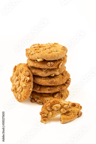 Stack of cookies isolated on white.
