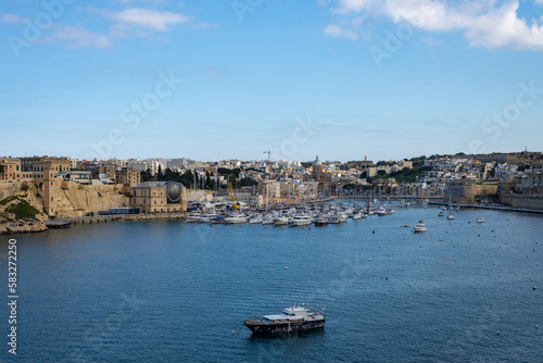 View from Valetta with the sea and a boat