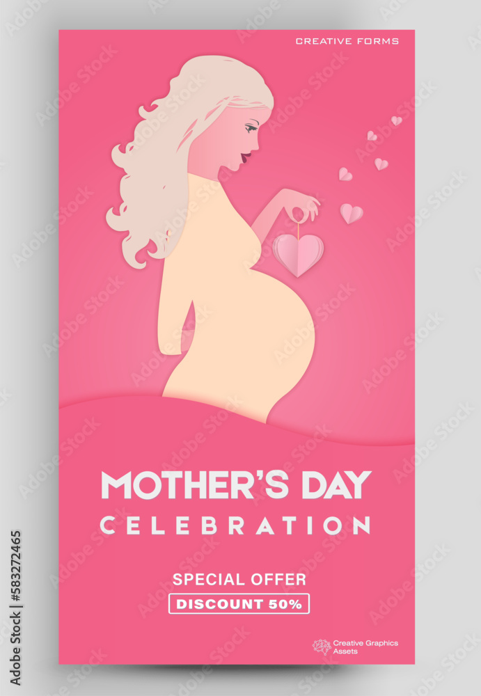Happy Mother's Day. Editable post template for banner sale, presentation, invitation, stories, streaming. Happy Mother's Day. Editable post template for banner sale, presentation, invitation, stories, streaming.