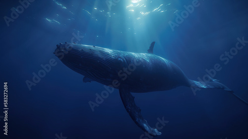 Whale, Underwater, Generative AI, Illustration