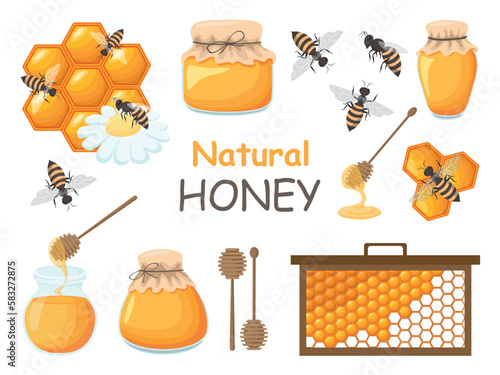 Set of beekeeping sweet elements