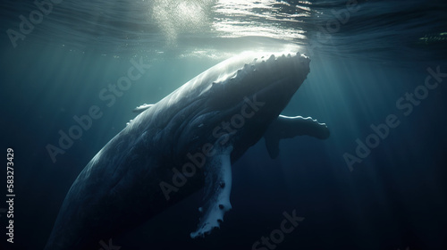 Whale, Underwater, Generative AI, Illustration © emir