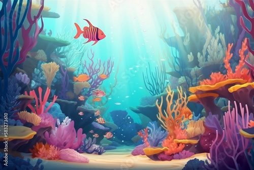 Ocean reef with coral fish, Created with generative AI © Forrest
