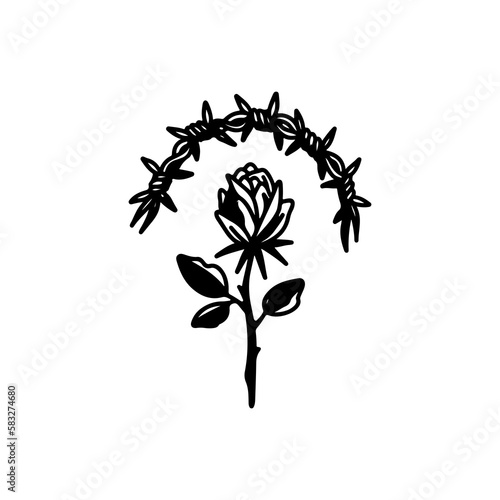 vector illustration of a rose with barbed wire