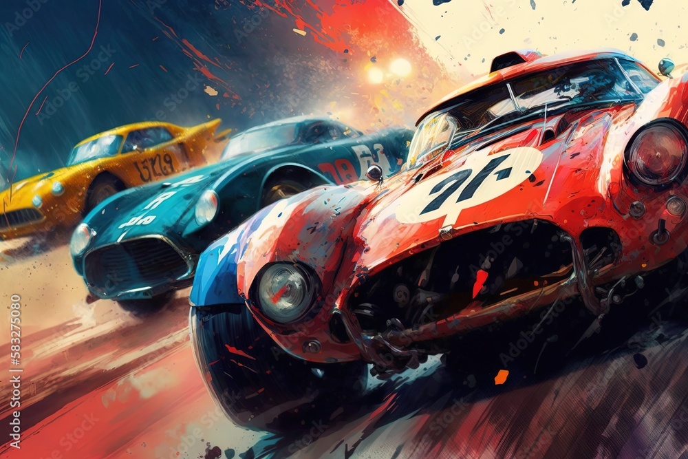 Fast Cars, Fierce Rivals - Painting the Adrenaline-Fueled Drama of Racing Generative AI