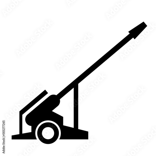 Artillery icon. Vector artillery canon symbol isolated on white.