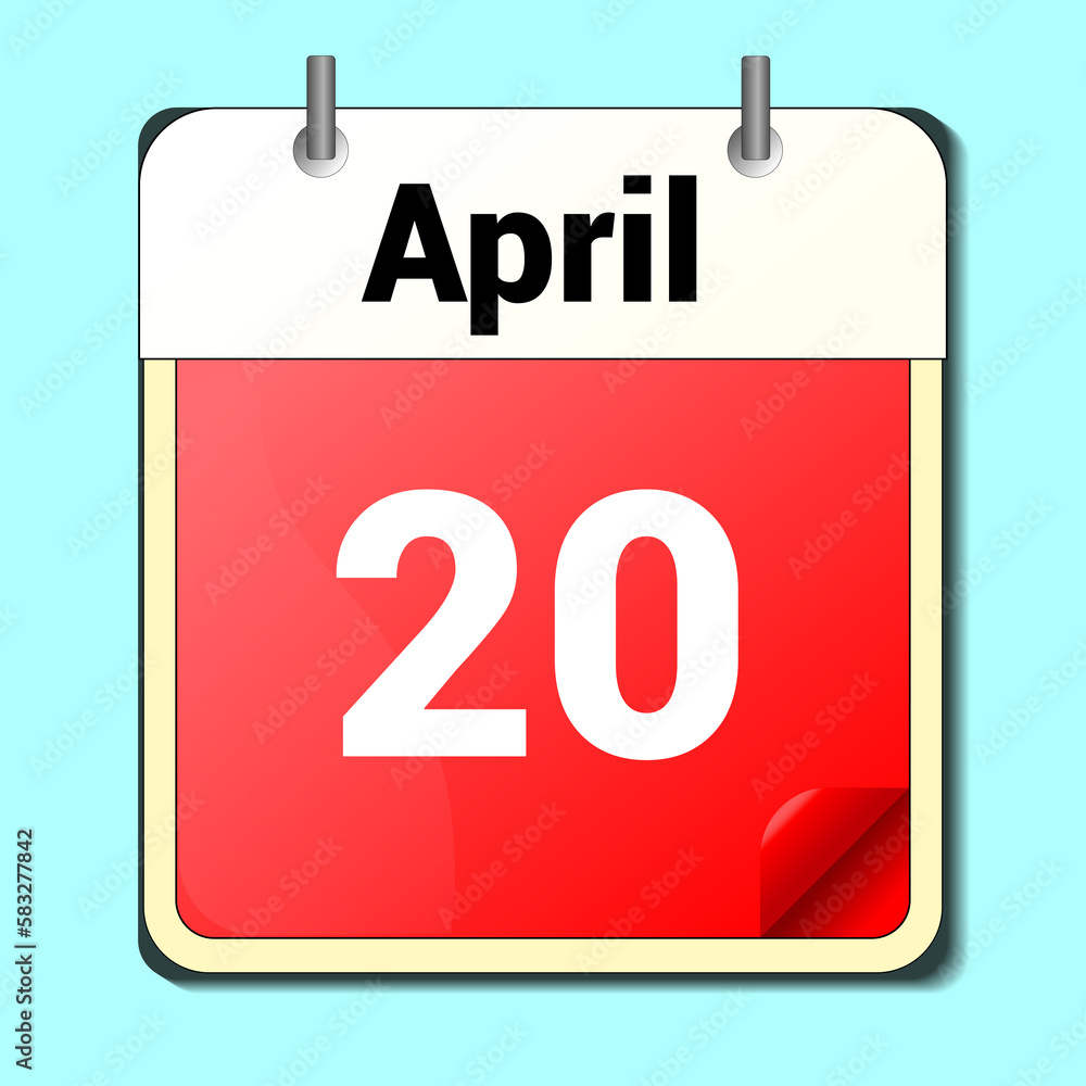 day on the calendar, vector image format, April 20 day on the calendar, vector image format, April 20