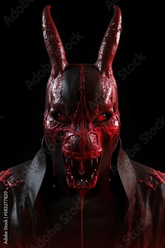 Bloodied Bunnyman: A Terrifying Horror Character for Your Scariest Projects. Generative AI. photo