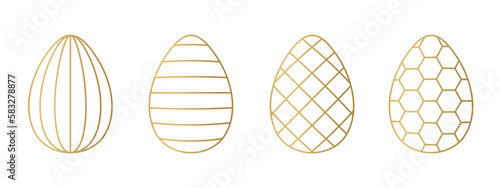 set of different golden easter eggs - vector illustration