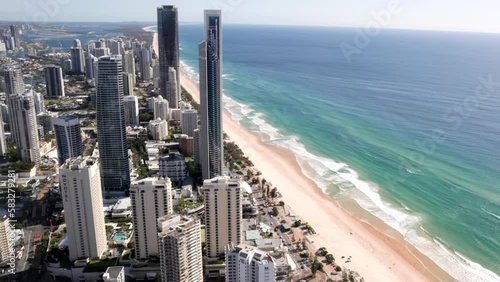 a sunny morning pan of surfers paradise looking north from the Q1 building in queensland, australia photo