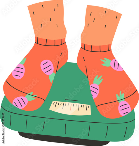 Feet on weighing scale design element