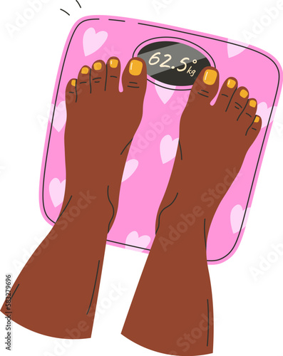 Feet on weighing scale design element