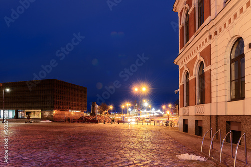 evening on the street in Old Riga in December 2021
