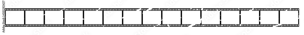 Vintage style 35mm film strip retro vintage vector design with 15 frames on white background. Retro film reel symbol illustration to use in photography, television, cinema, photo frame.
