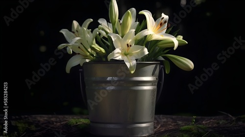 lily bouquet of flowers on a black background