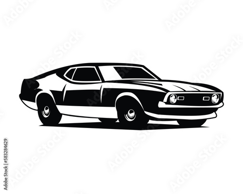 Ford mustang mach 1 car silhouette vector isolated on white background. Best for car industry related industry, badge, emblem, icon, sticker design.