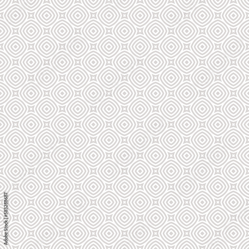 Vector geometric line seamless pattern. Subtle abstract texture with curved shapes, circles, squares, stripes, repeat tiles. Light grey and white minimal geometric ornament. Simple elegant background