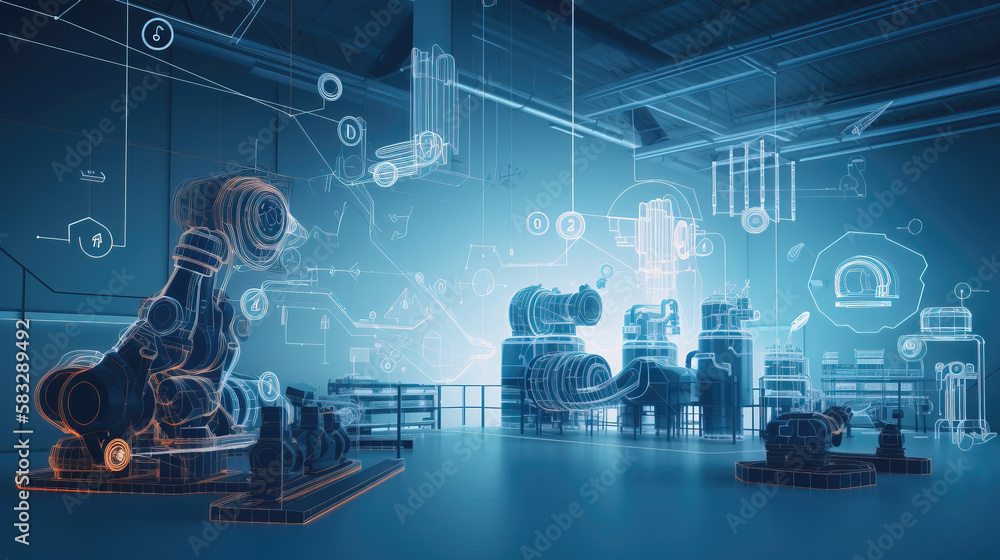 Industry 4.0 contemporary factory concept. generative AI Industry 4.0 contemporary factory concept. generative AI