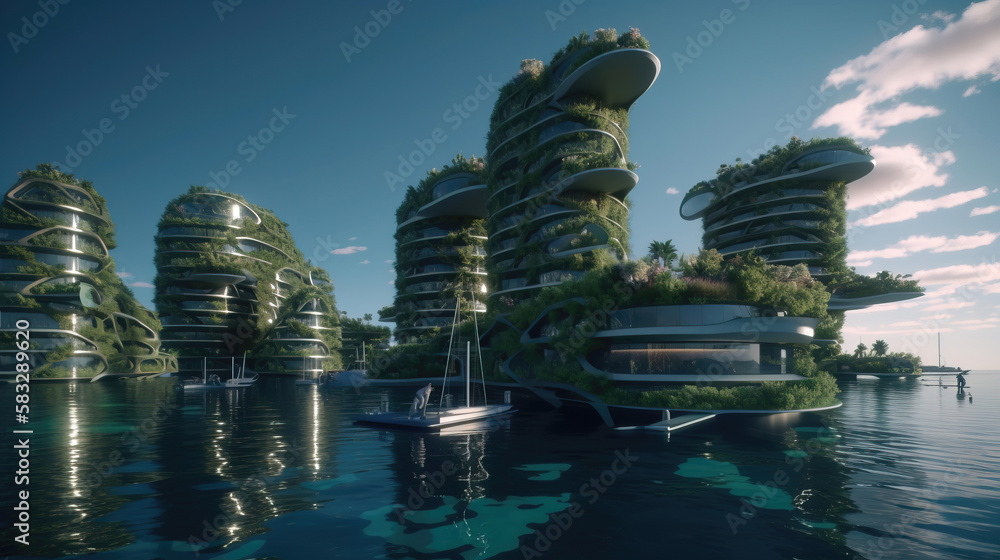 Modern futuristic sustainable architecture and construction, contemporary design. generative AI