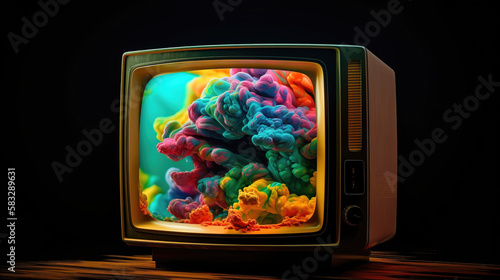 tv screen. with colorful abstraction. sketch art for artist creativity and inspiration. generative AI
