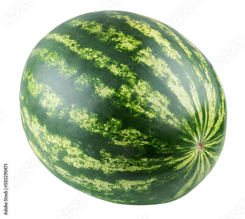 Single full watermelon isolated on transparent background. Full Depth of Field