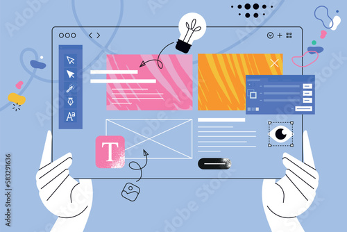 Vector illustration of graphic and web design. Creative concept for web banner, social media banner, business presentation, marketing material.